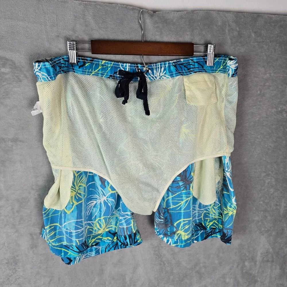 Vtg Tommy Bahama Men XL Blue Tropical Floral Mesh Lined Swim Trunks Board Shorts